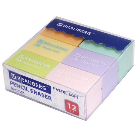 Ластики Brauberg Pastel Soft 31х20х10 мм 12 шт 229598 цена за 3 шт , 